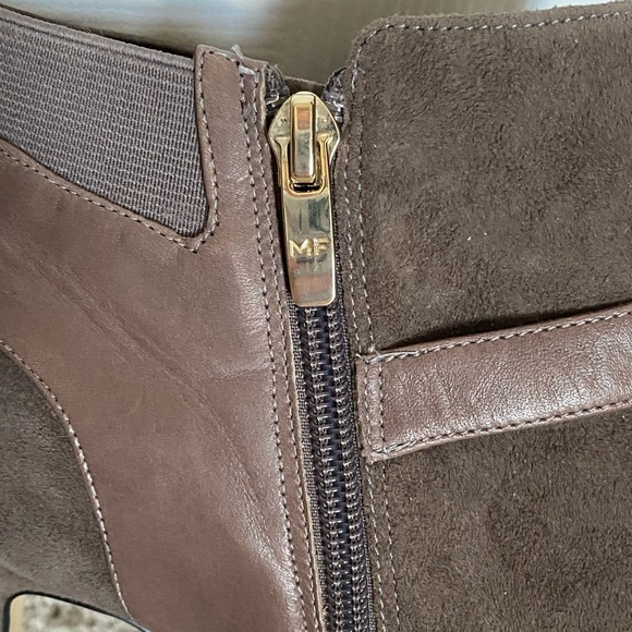 Marc Fisher Grey Suede Peep Toe Bootie - Picture 5 of 9